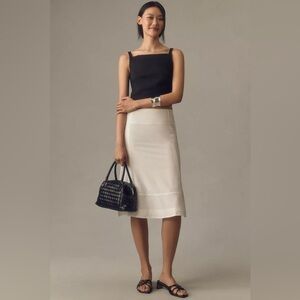 NWT Anthropologie Sheer Seamed Fluted Silk Blend Midi Skirt Size 4 PETITE 🦕